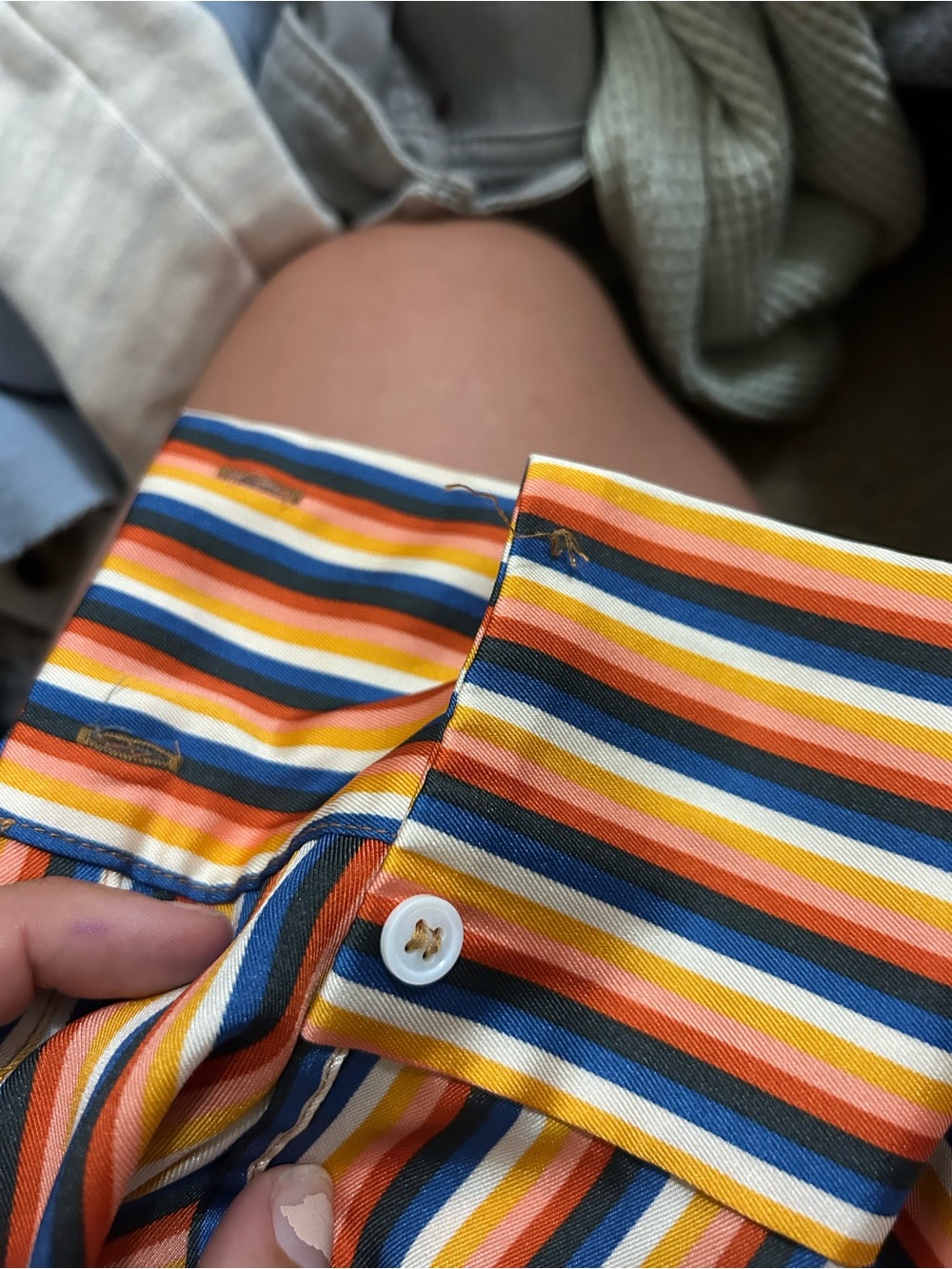 Zara Woman rainbow striped button down shirt - Picture 5 of 6